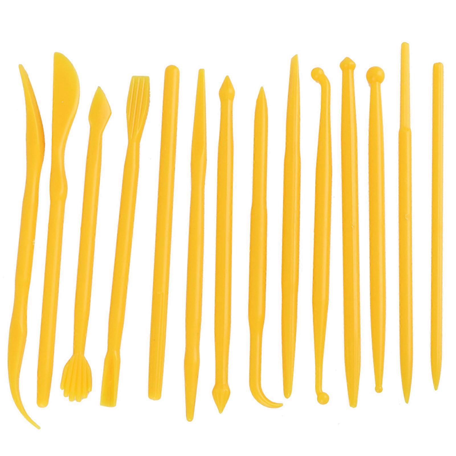 14Pcs DIY Plastic Clay Sculpting Set Polymer Modeling Tool (Yellow)