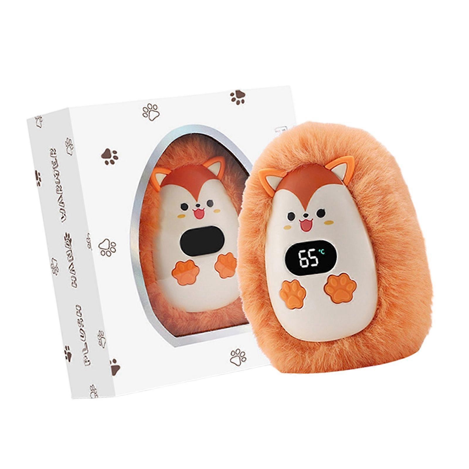 Plush Hand Warmer 3 Heat Levels Adjustable Fast Warm Technology Practical Heating Device with Digital Display Winter Use Orange