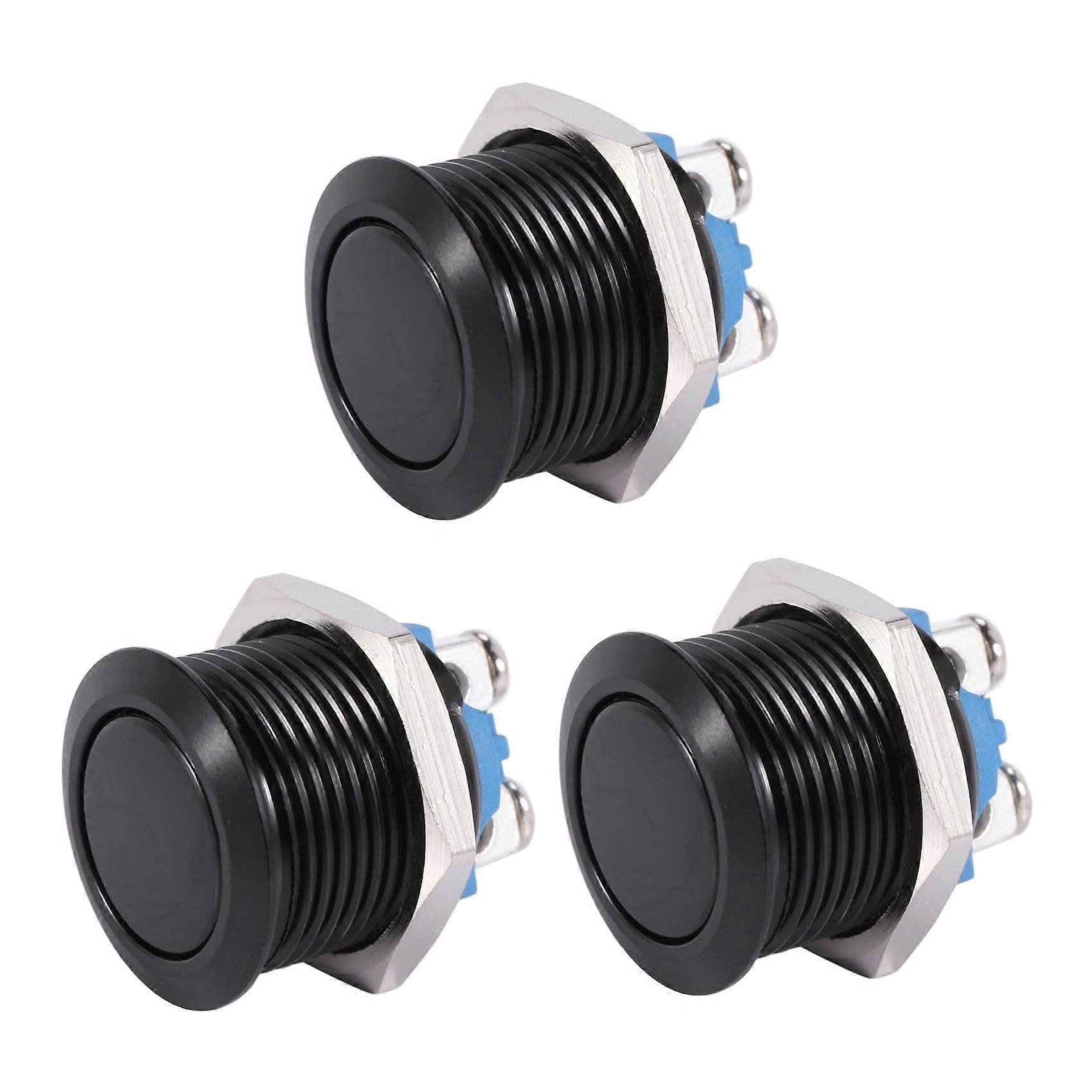 3X Horn Switch Horn Button Push Button Switch for Car 16mm 12V