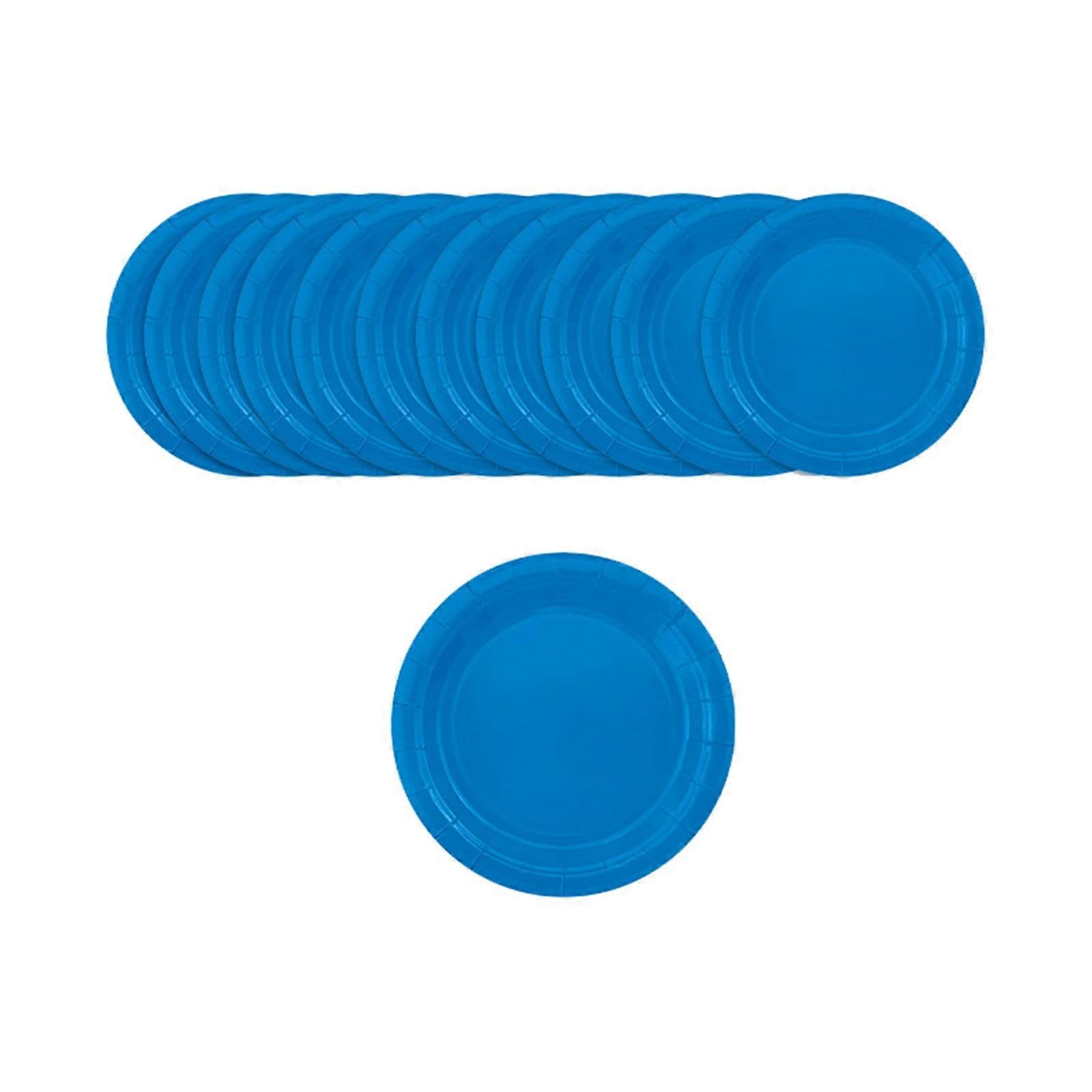 Dark Blue Tableware Set Paper Tray Disposable Solid Color Party Supplies