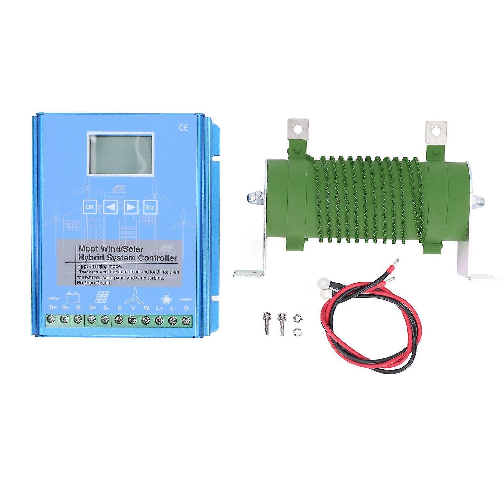 Contrôleur hybride éolien solaire MPPT PWM, charge 800 W, régulateur hybride éolien solaire PV 600 W avec résistance de décharge 12 V 24 V