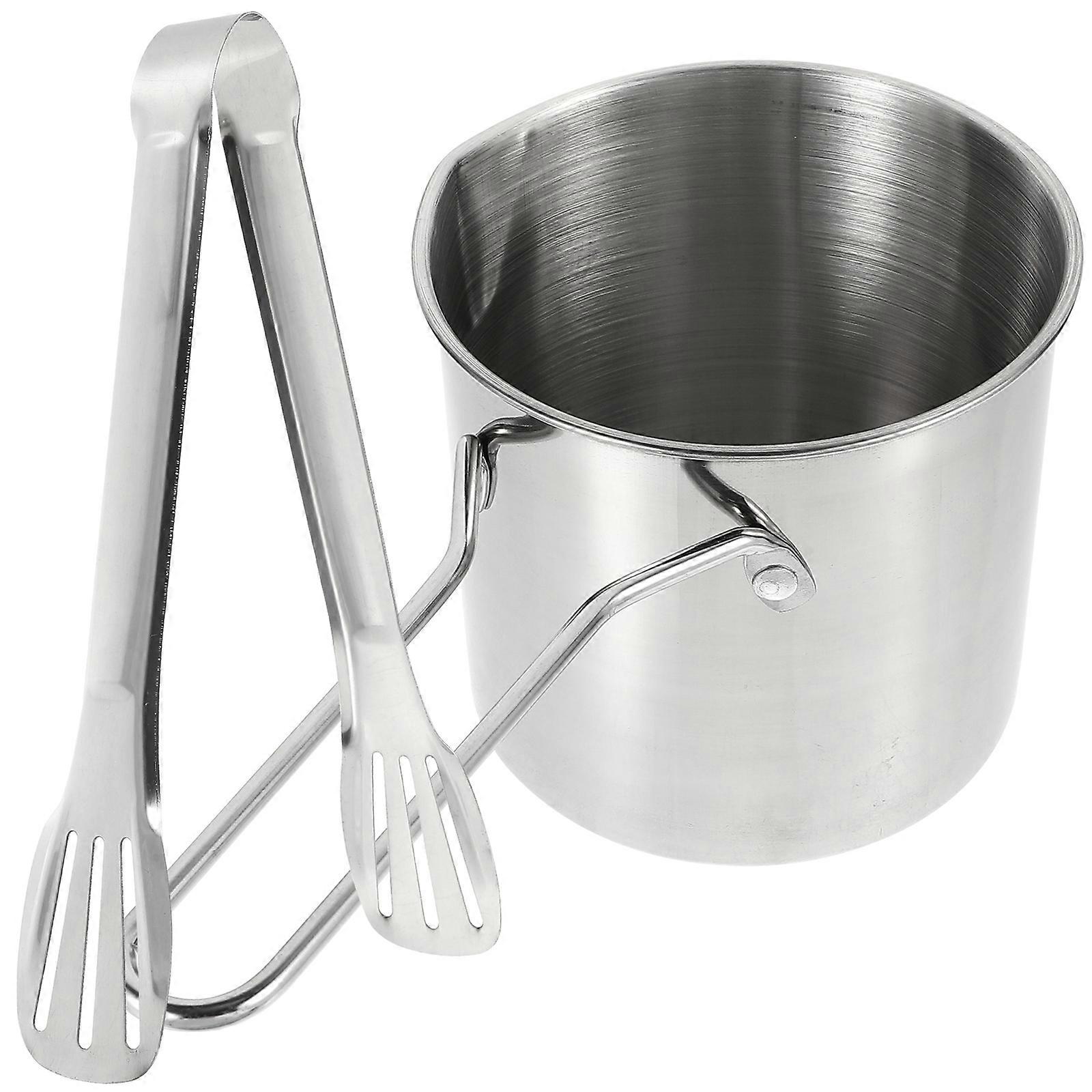Stainless Steel Deep Frying Pot Set With Heat-Insulating Handle Perfect For Home Use Easy Cleaning 2Set