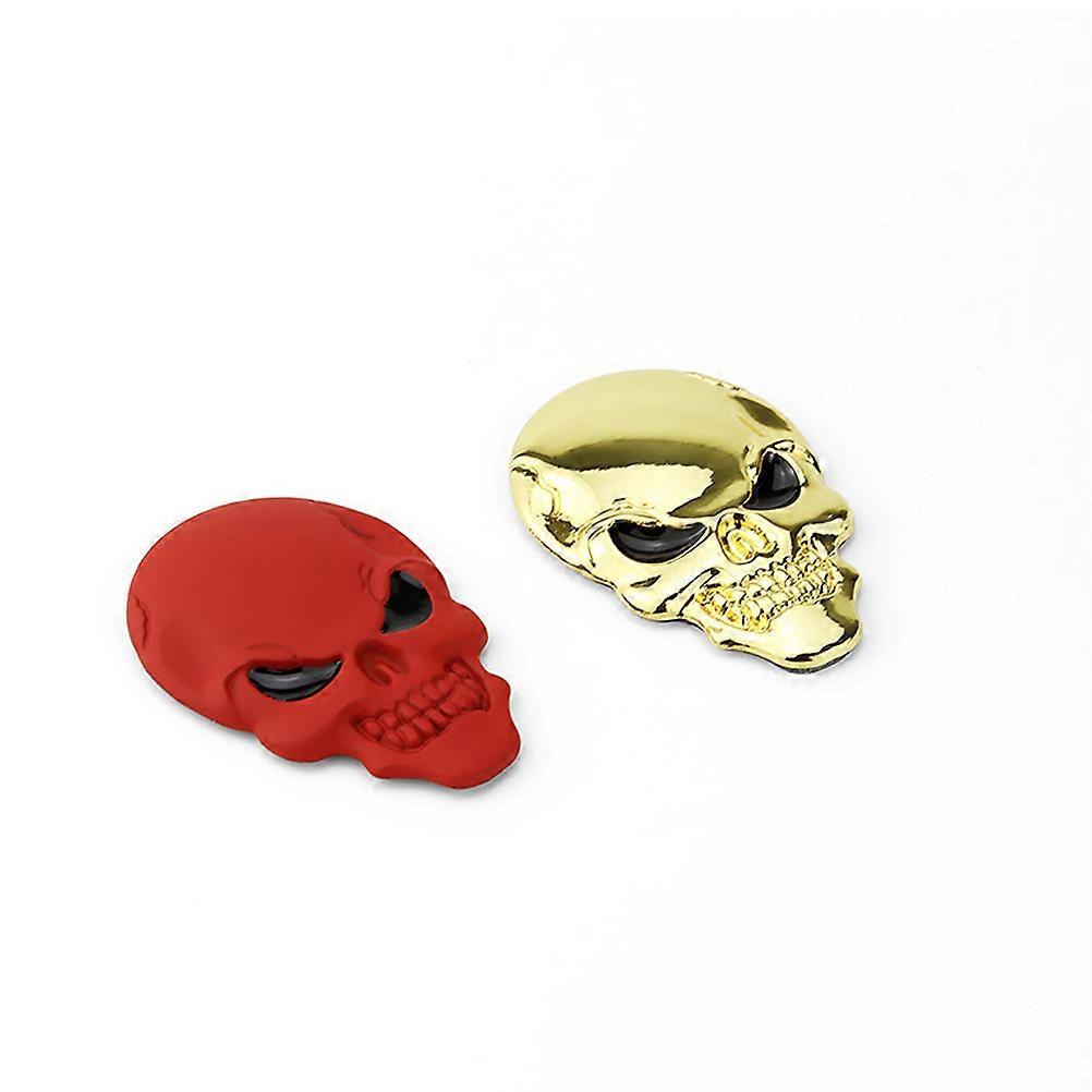 Red Automotive Metal Skull Car Body Paste for Modification 2Pcs Set
