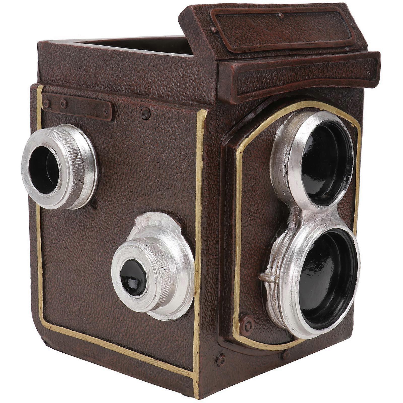 Retro Camera Model Flowerpot for Household Adornment 3Pcs Brown Resin