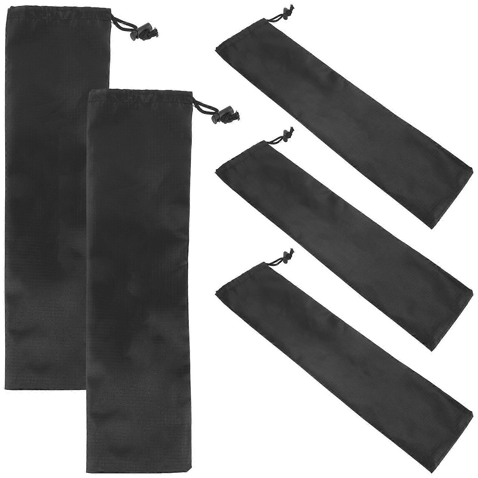 Tent Rods Bag Outdoor Pouch Multi-Function Storage Portable Rectangular Shape 50.00X12.00X0.10cm Black 5Pcs