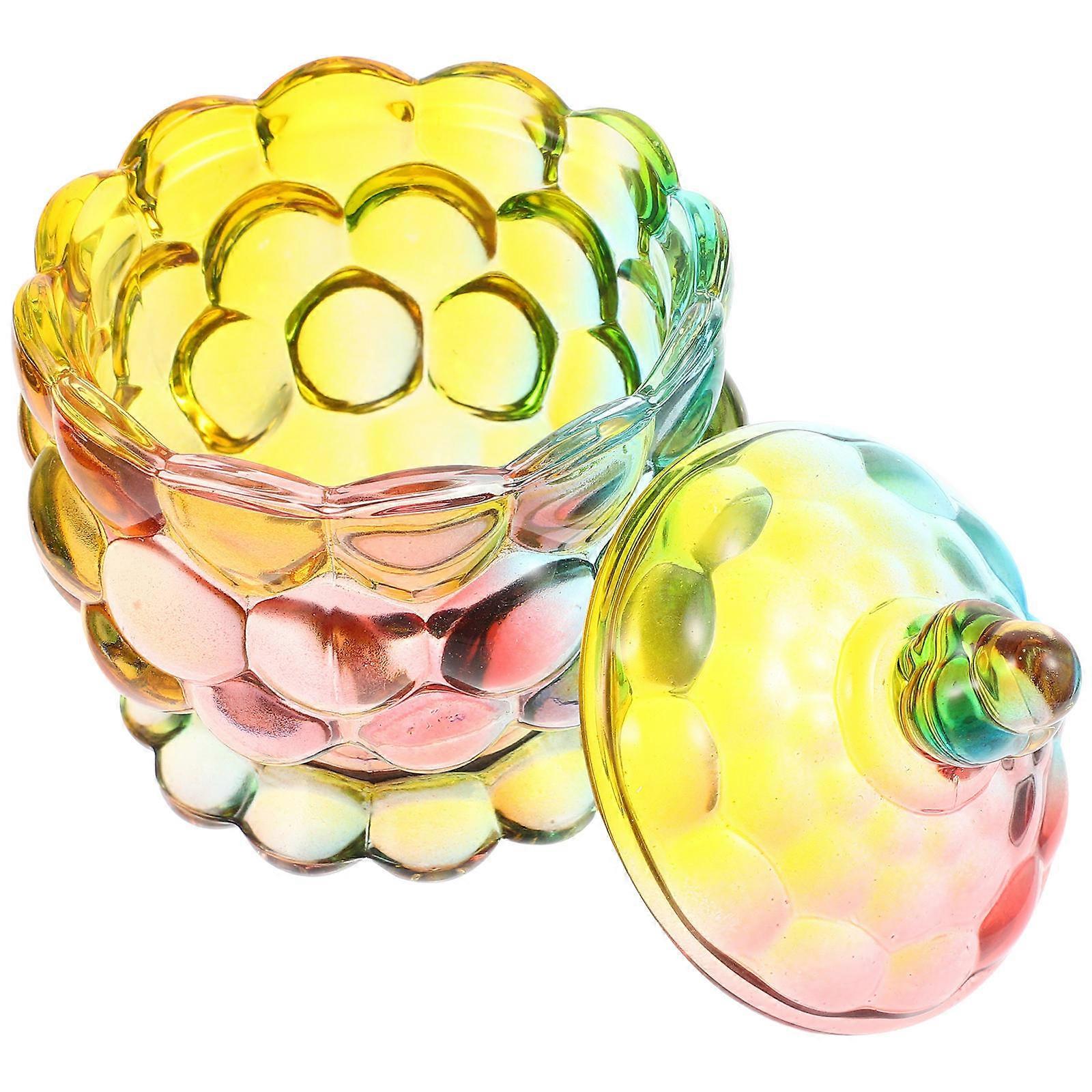 Glass Candy Jar Colorful Candy Jar for Home 3Pcs Cube Canister