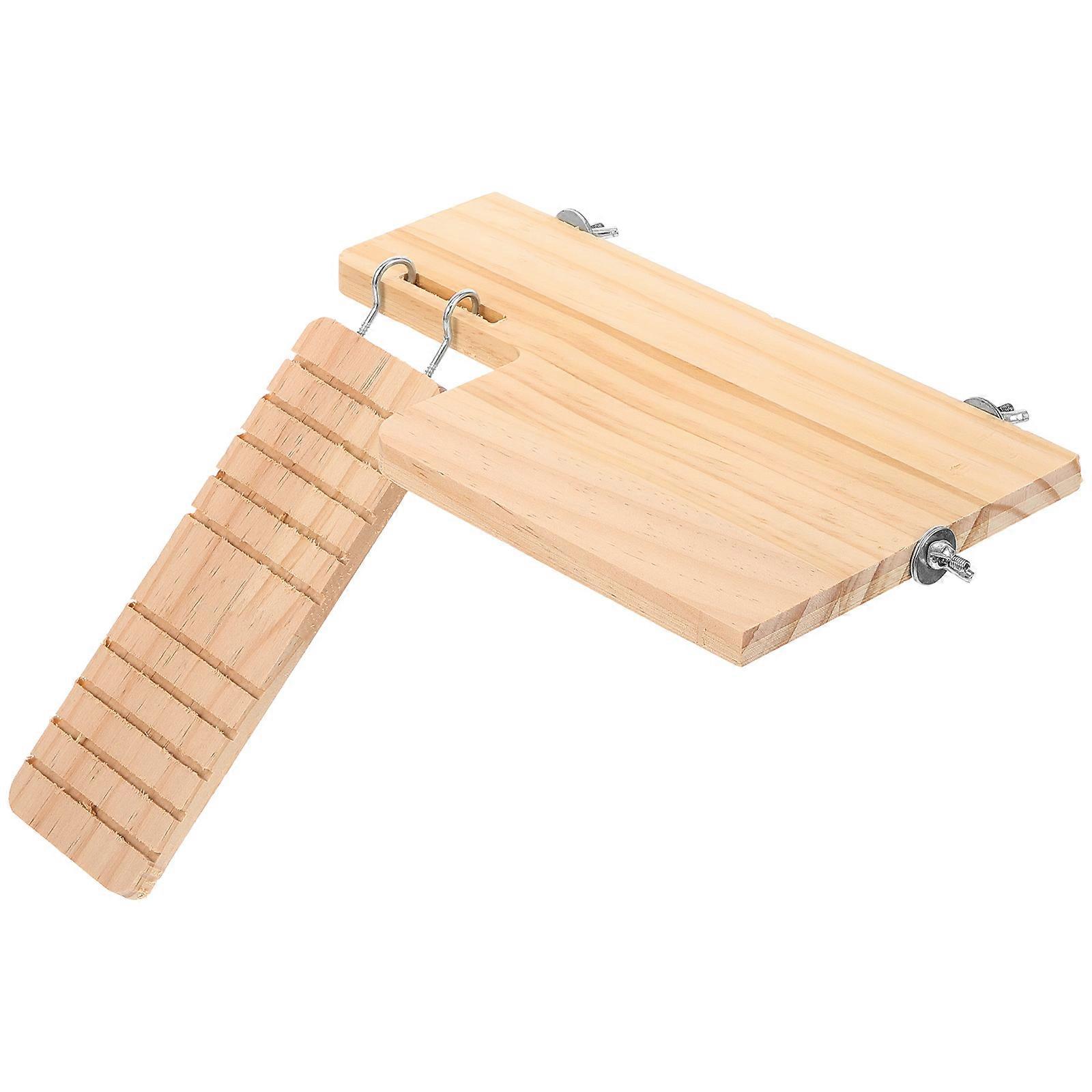 Hamster Cage Toy 2Pcs Climbing Platform Indoor Hamster Plaything Beige Wood Designed For Pet Enrichment Space