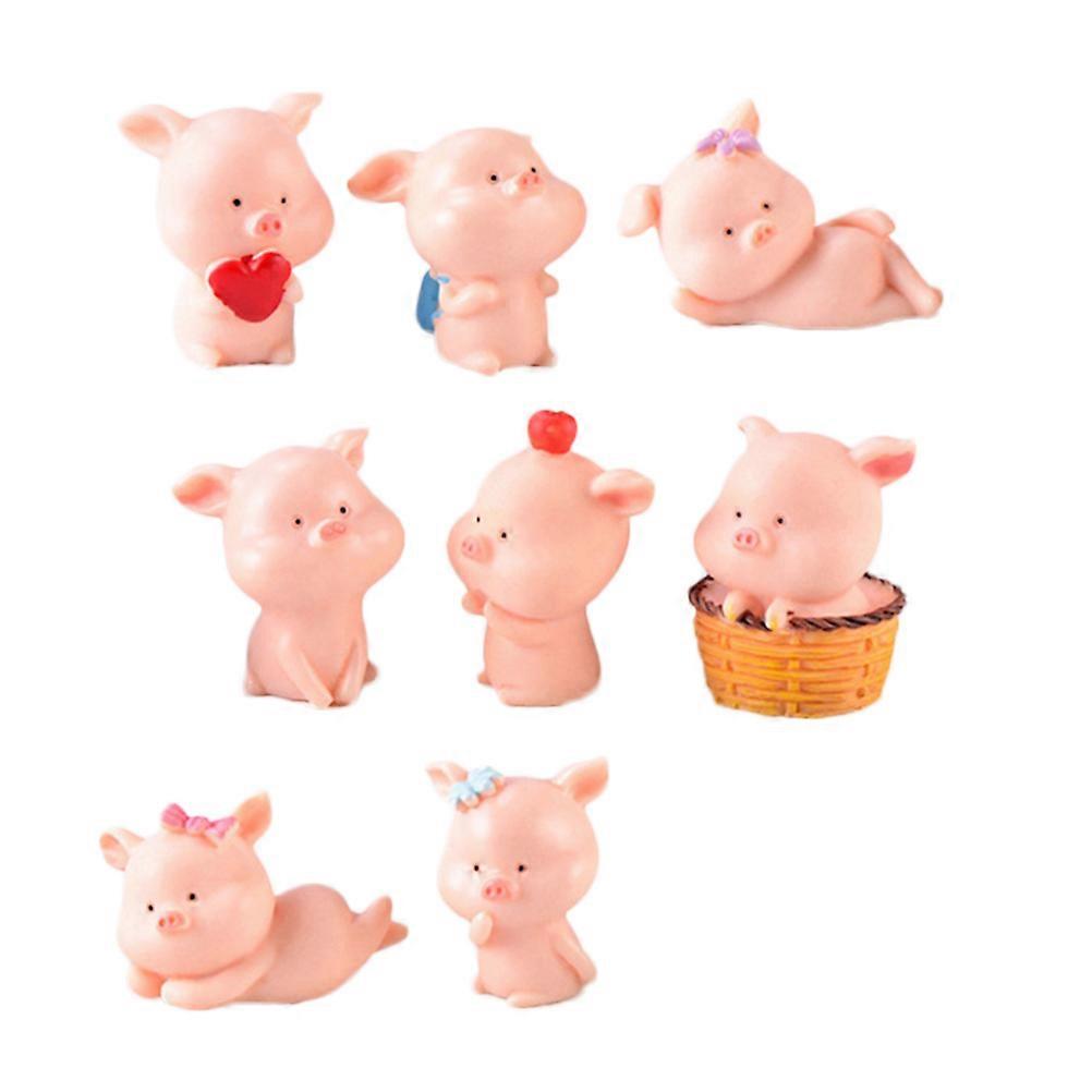 Pig Resin Ornaments Resin Crafts for 5Pcs Pink Desktop Decoration