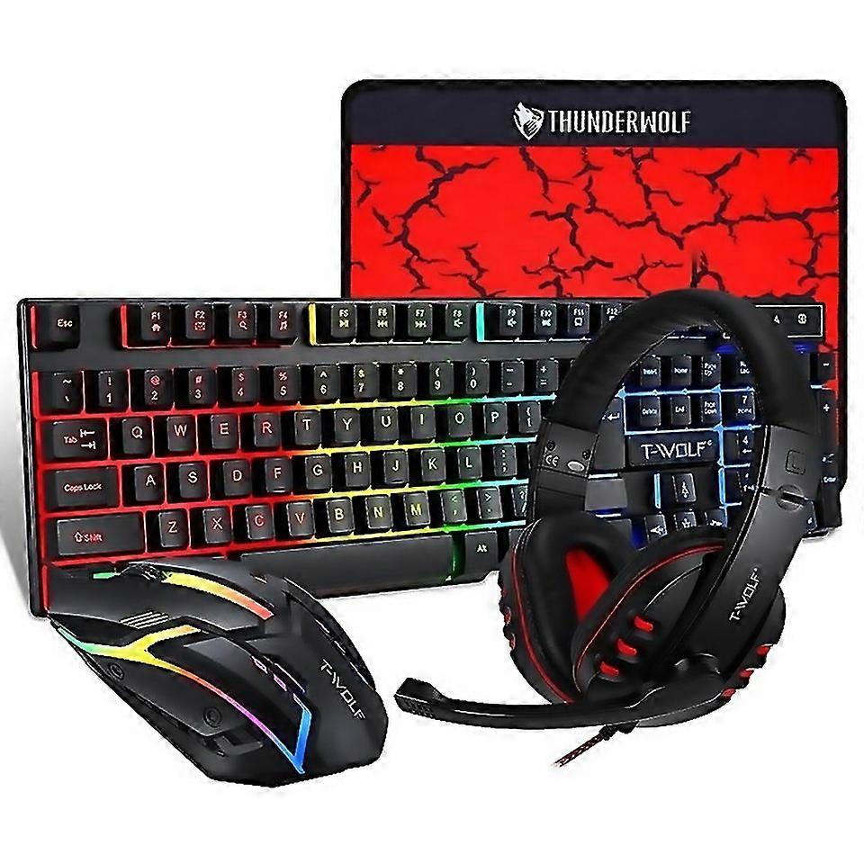 For Twolf Tf800 4 In 1 Gaming Luminous Keyboard Mouse Headset Set