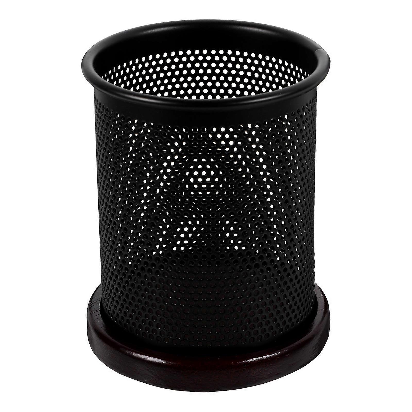 Cylindrical Pen Holder Organizer In Black Color For Home Study Office Use 3Pcs Storage