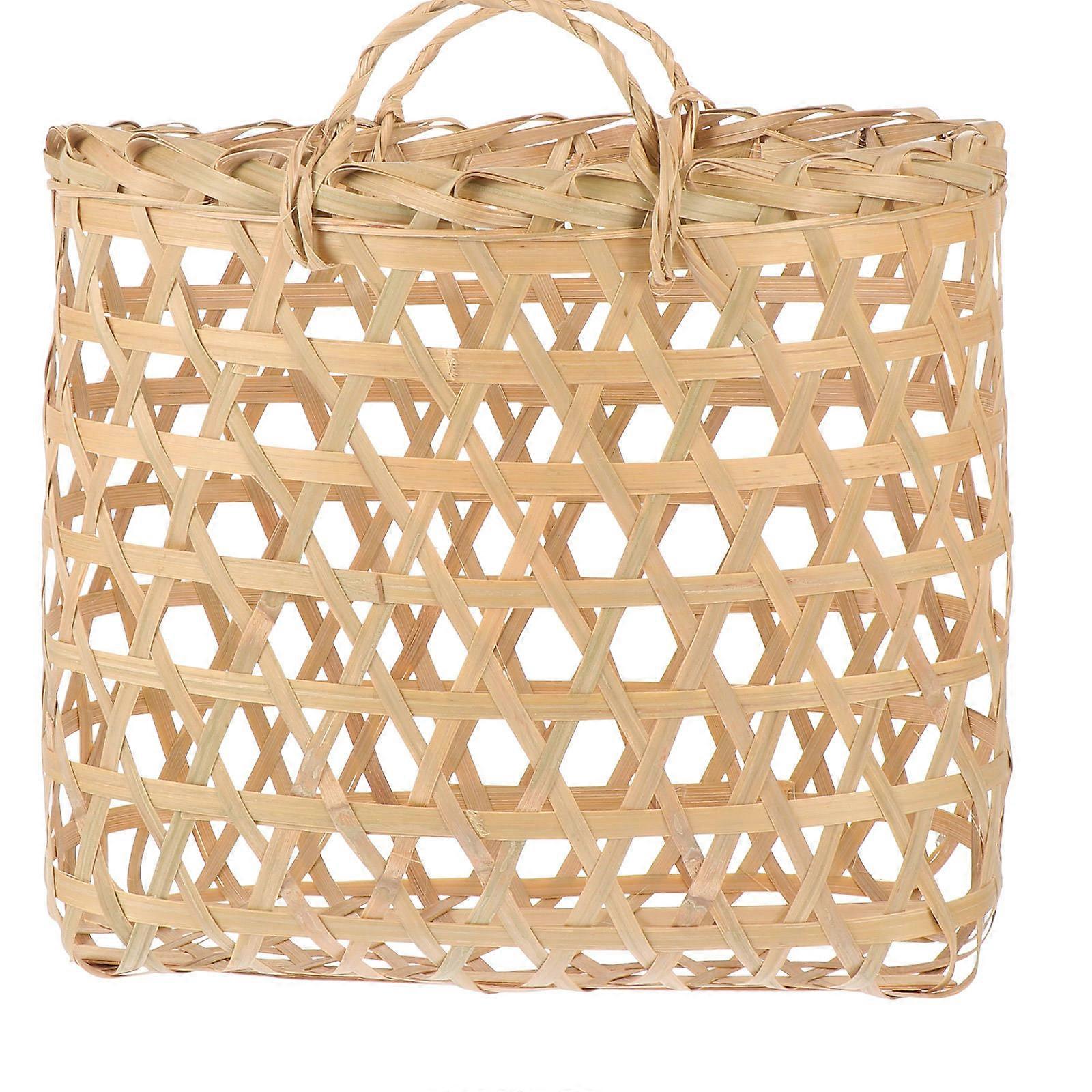 Woven Picnic Basket with Handle Portable 2Pcs for Storage Use