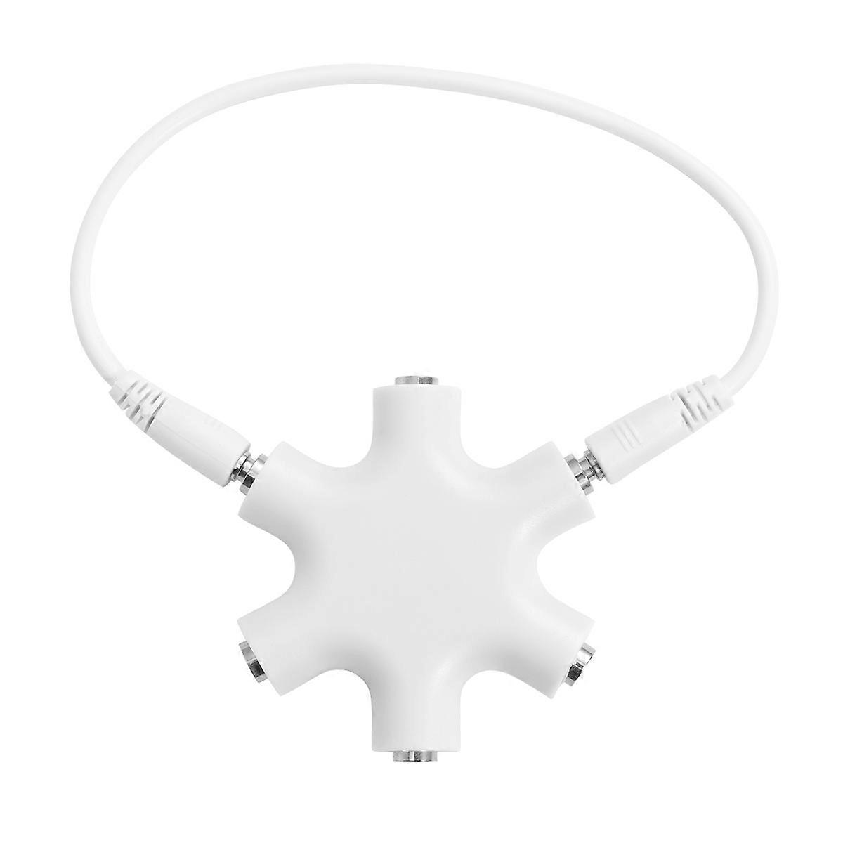 Earphones Adapter Splitter for Sharing Music 2Pcs White 5-Way Audio Connector