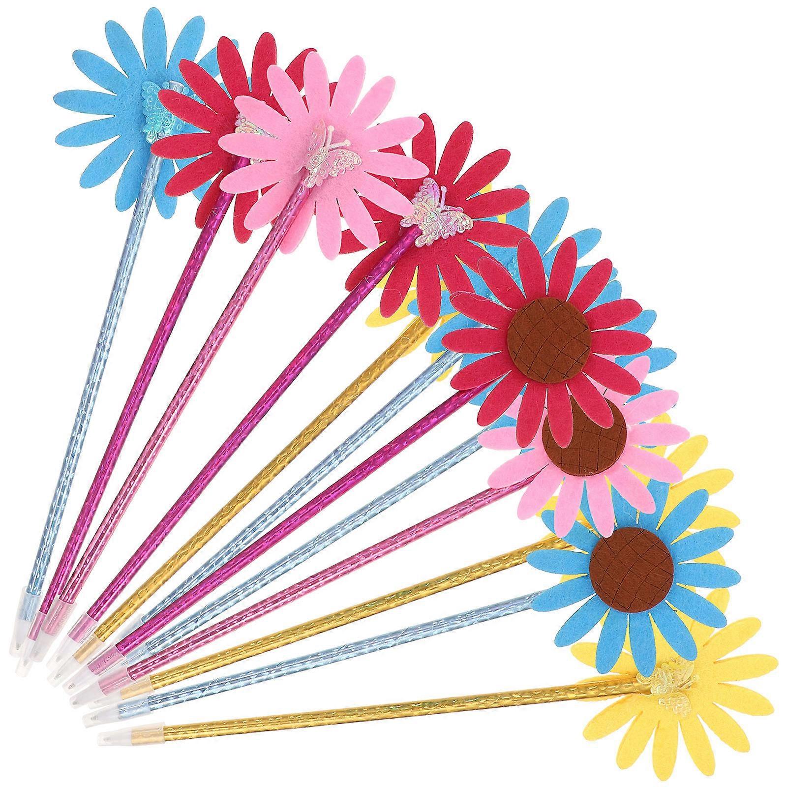 Sunflower Ballpoint Pen Set for Writing 12Pcs Plush Blue Ink Assorted Color