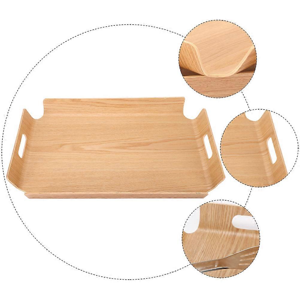 Wooden Bread Tray Baked Dessert Self-Service Light Brown Rectangular Suitable For Cafe 1Pcs