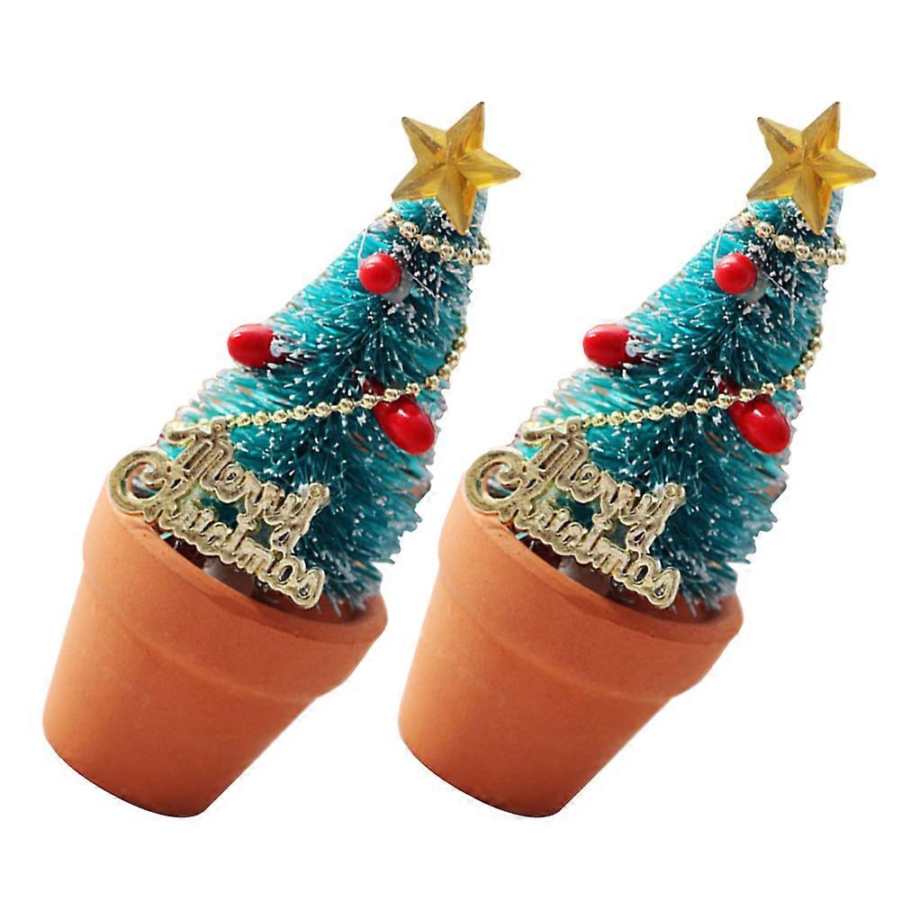 Mini Christmas Tree Potted Accessory for 4Pcs Mini House Decoration