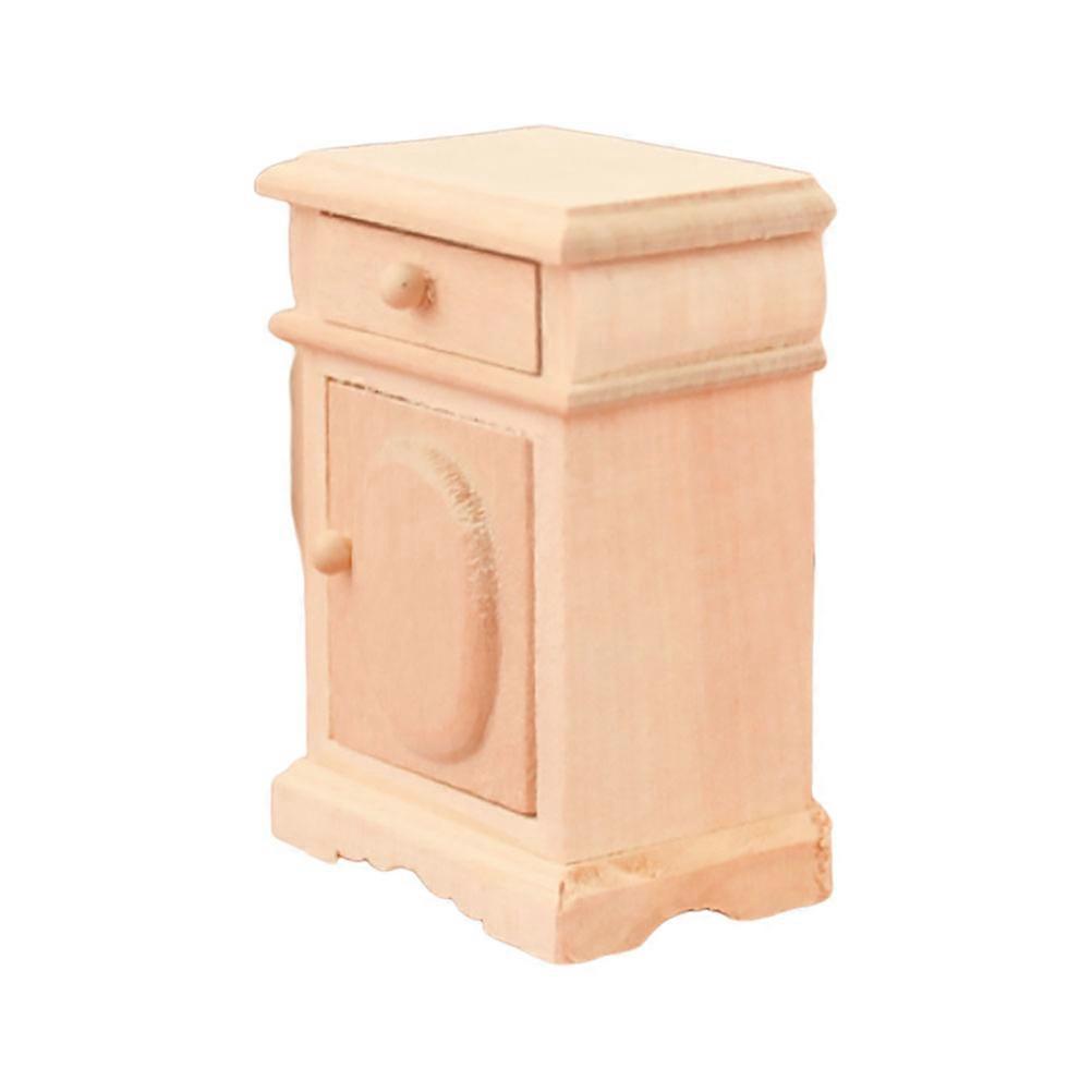 Mini Wooden Bedside Table Model for Home Decor with 1Pcs Beige Table
