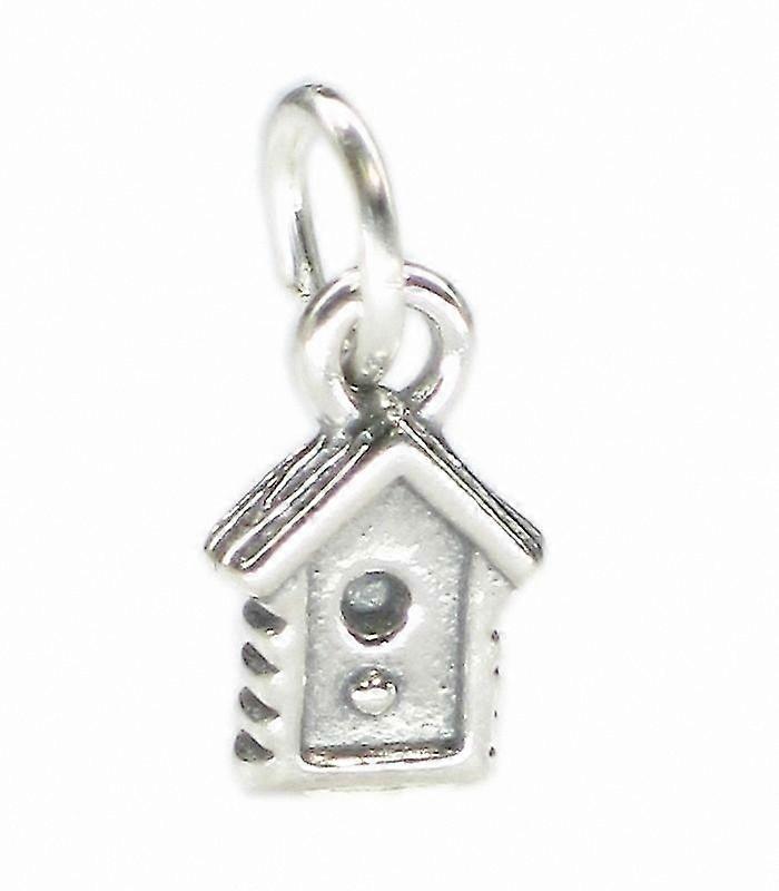 Sterling Silver Nesting Bird Box Charm .925 Silver Birdhouse Pendant