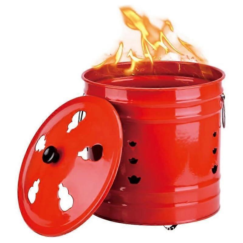 Large Stainless Steel Trash Burning Container Outdoor Incinerator With Lid And Fire Hook Heavy Duty Burn Barrel XL