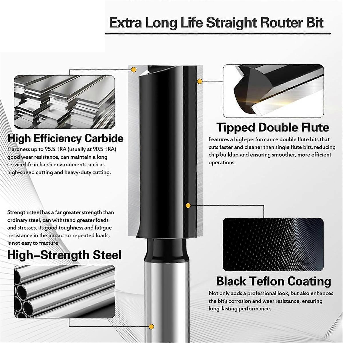 7Pc Straight Router Bit Set 1/4 Shank,Straight Bit Dado