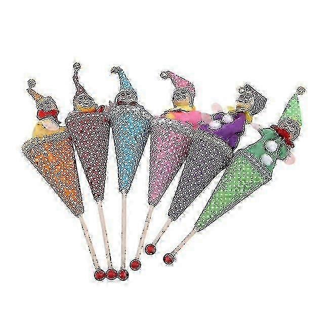 6pcs Retractable Smiling Clown Toy Doll Funny Telescopic Hide & Seek Play Stick Plush Doll Toy