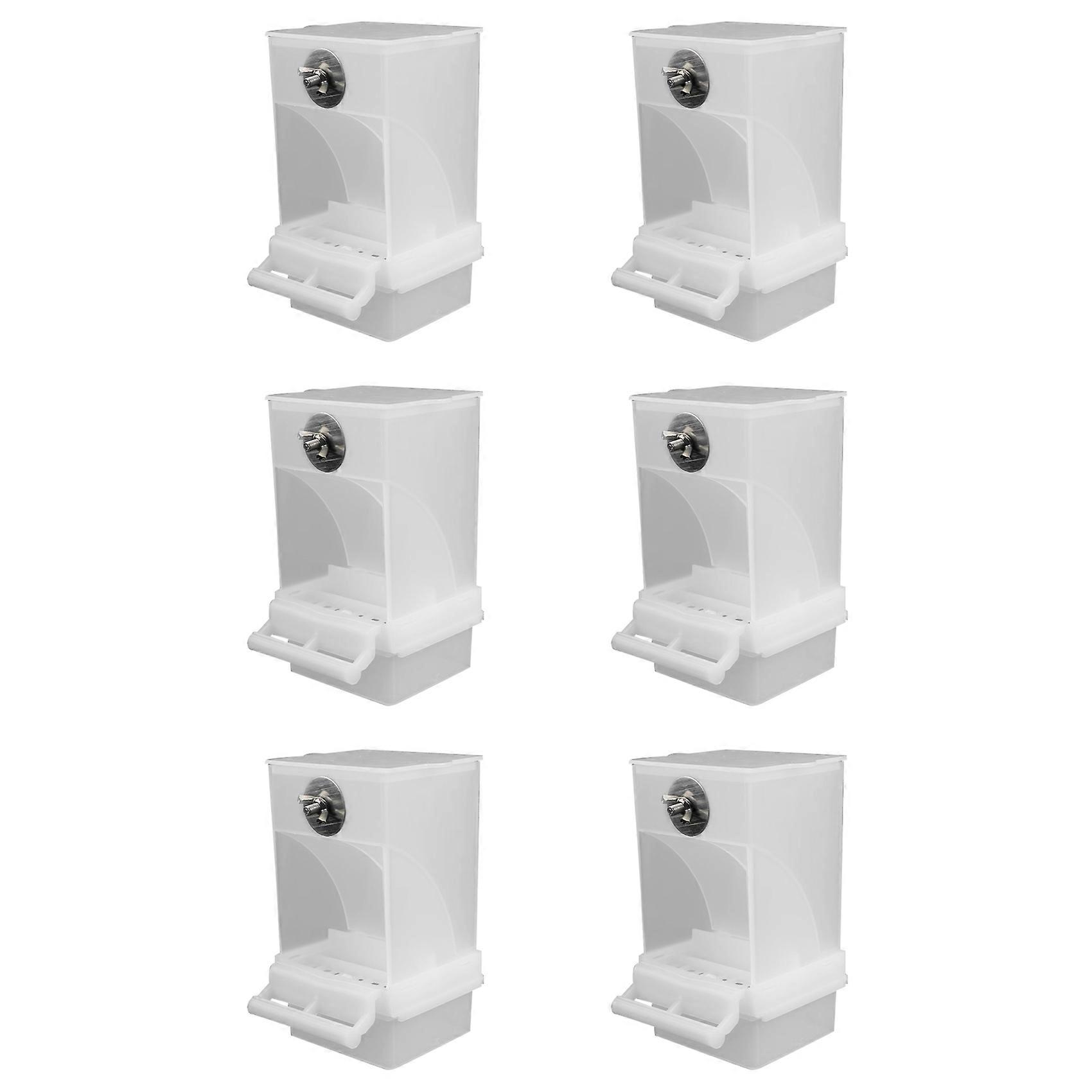 6X White Bird Feeders Automatic Parrot Feeder Drinker Seed Food Container Cage for Small and Medium Parakeets
