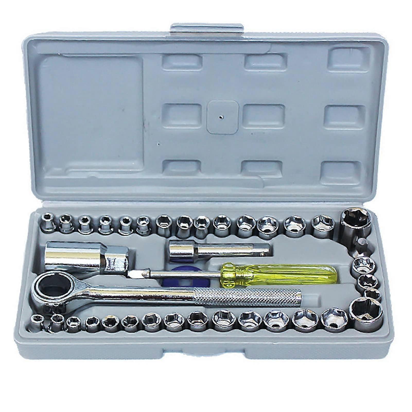 40pcs Combination Socket Wrench Tool Set, Spanner Wrench, Ratchet Hand Tools for Garage and Automotive Repair