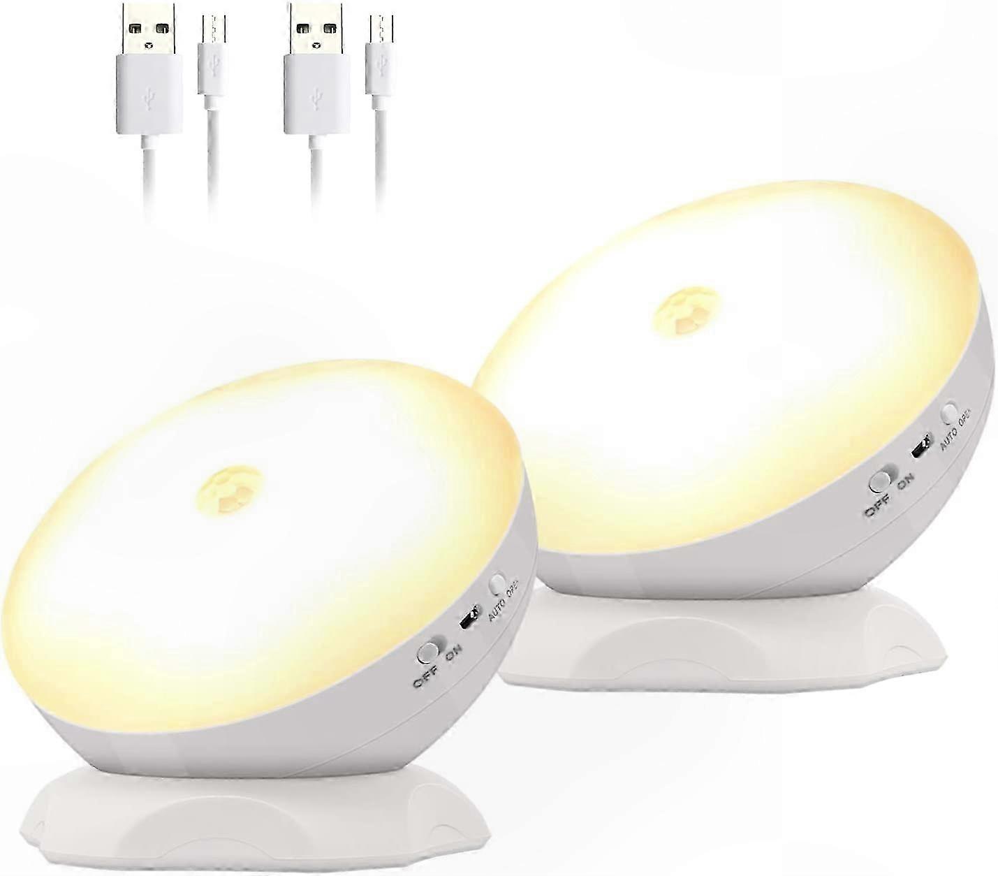 Rechargeable Motion Sensor Light, 360° Rotating with 3 Modes, Magnetic for Hallway, Bedroom, Bathroom (2-Pack)