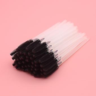 Veeki 100Pcs Disposable Eyelash Brush , Silicone Tower Eyelash Comb, Transparent Rod Makeup Brush, Disposable Beauty Tool(black)
