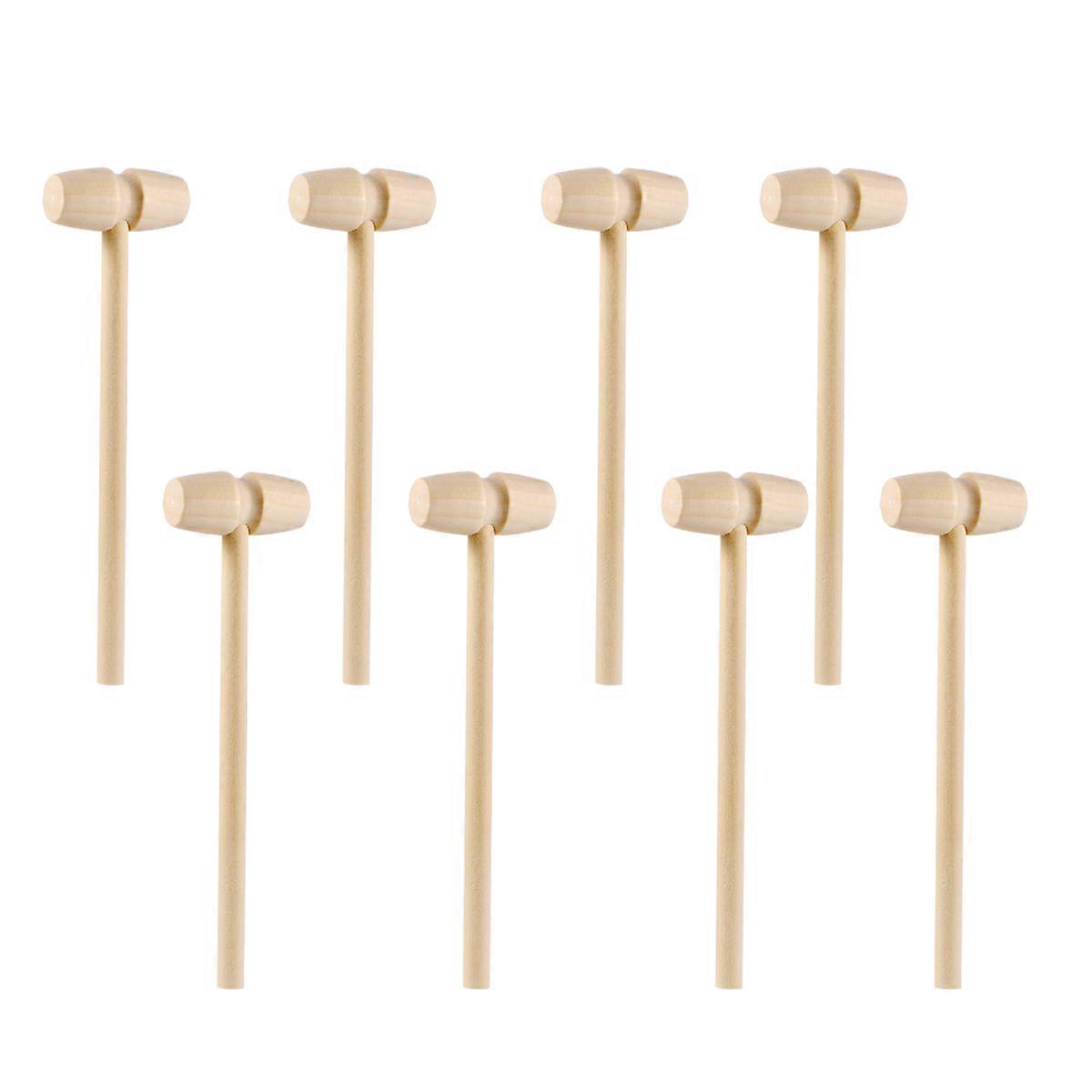 Hammer Toys Solid Wood for Knocking Use 2Pcs Set Light Brown Mini Hammers