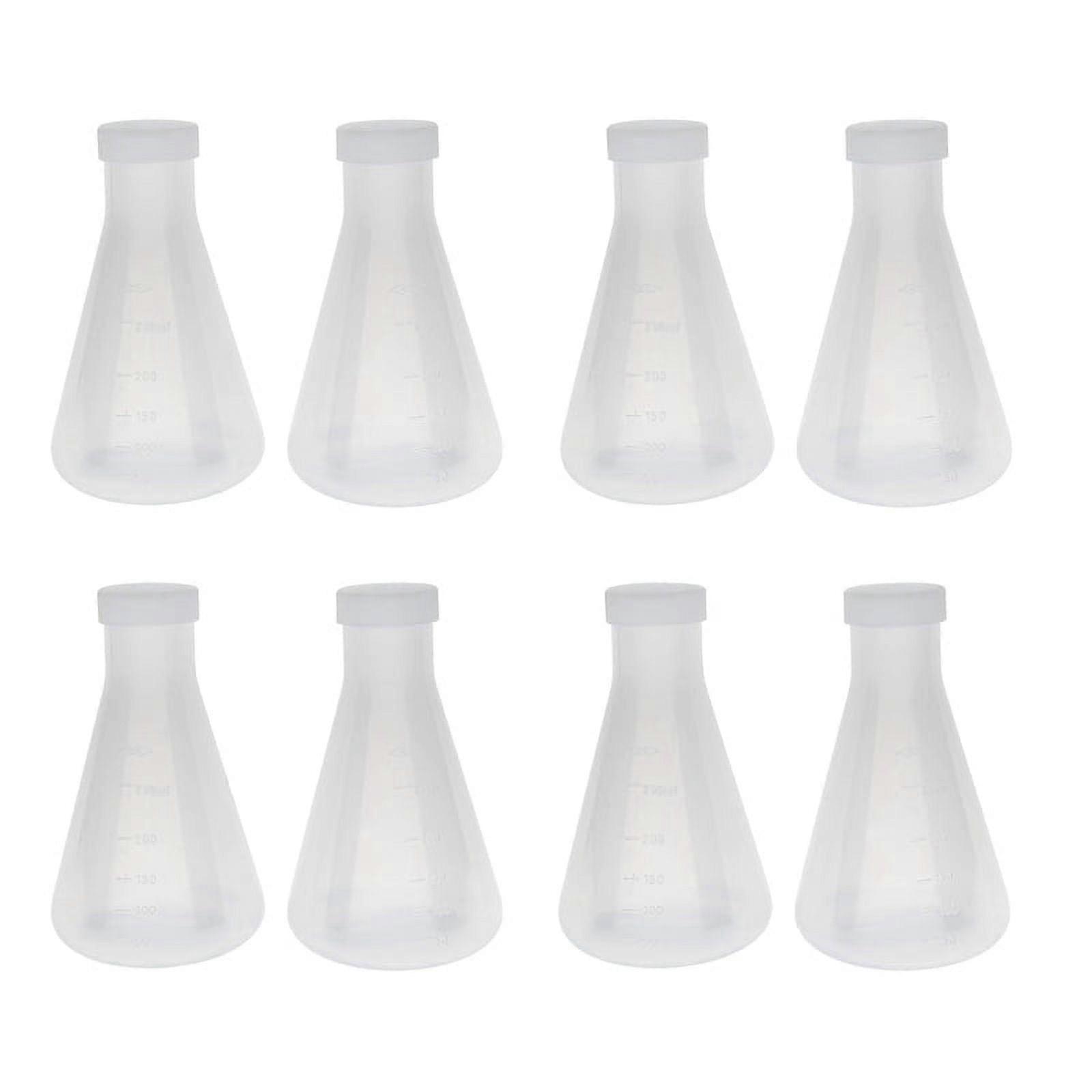 8X Laboratory Graduated Plastic Conical Flask, Measurable, Smooth Thick Wall, Two Bottles of 250Ml
