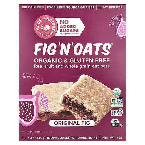 Made in Nature, Fig 'N' OatsÃÂÃÂ®, Original Fig, 5 Individually Wrapped Bars, 1.4 oz (40 g) Each