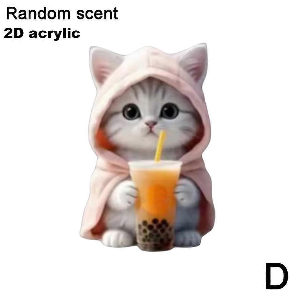 Cute Cat Car Vent Clip Aromatherapy Diffuser with Solid Scented Sheets Acrylic Decorative Air Freshener Universal Fit for Vehicles