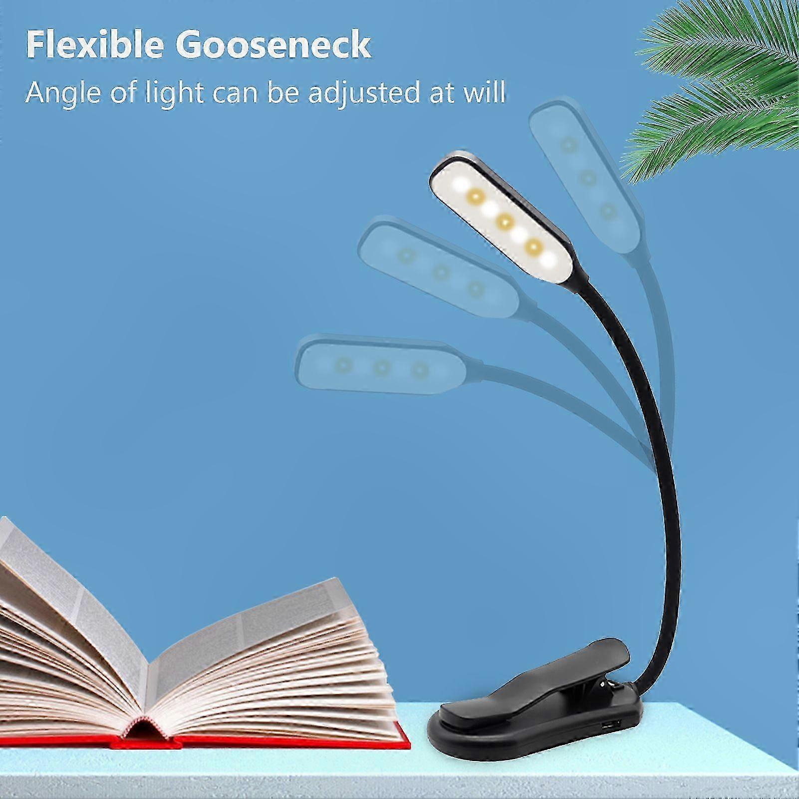 7 LED Rechargeable Book Light with 3 Brightness Levels, Touch Control Reading Lamp, Easy Clip-On Night Light for Kids and Book Lovers