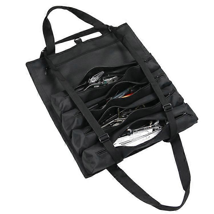 OliviaLiving Upgraded Large Tool Roll Organizer, Roll Up Pouch Bag Zipper Wrench Tool Roll Up Bag with Adjustable Strap, Tool Organizer Carrier Bag