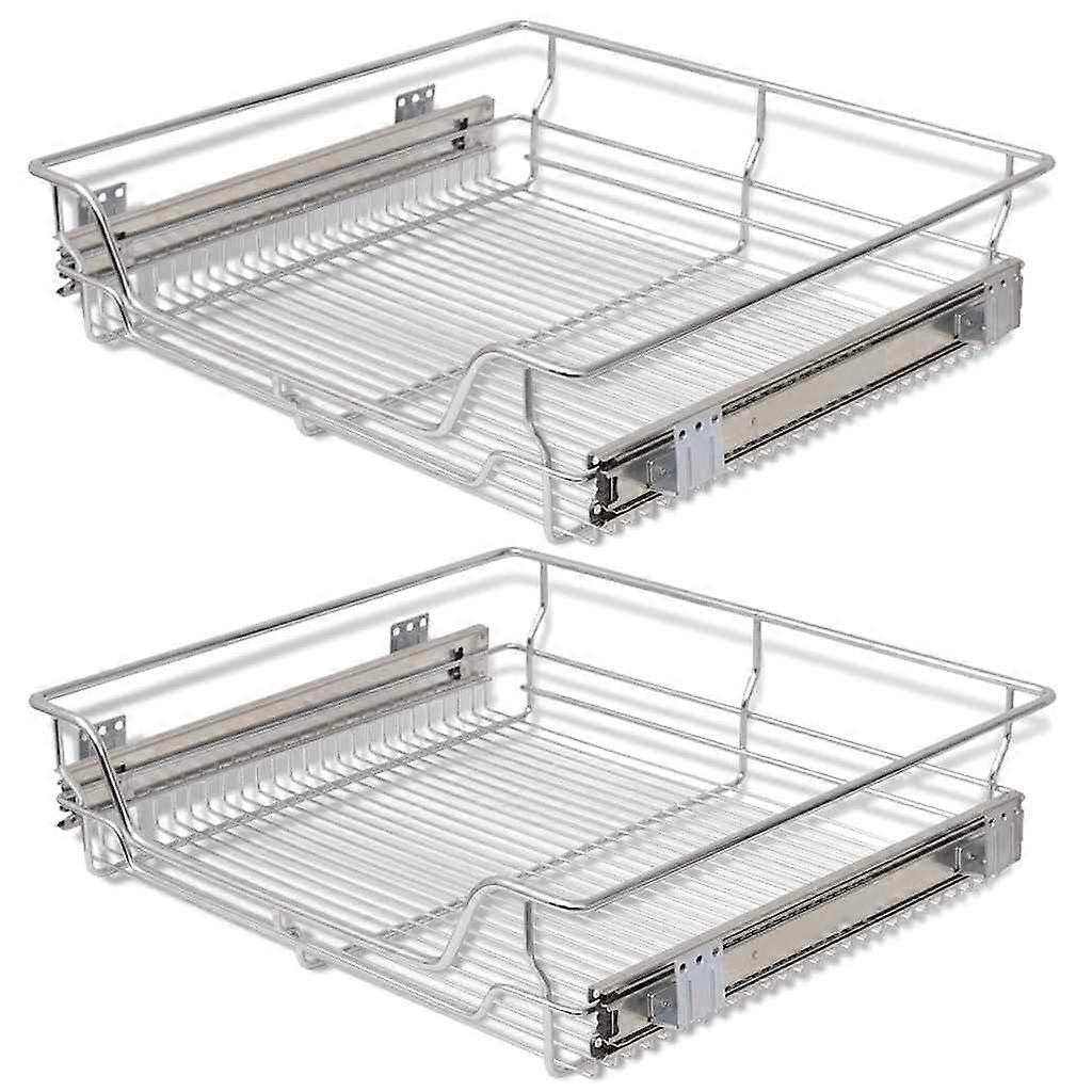 Vidaxl Pull Out Wire Baskets 2 Pcs Silver 600 Mm Storage Bins & Baskets