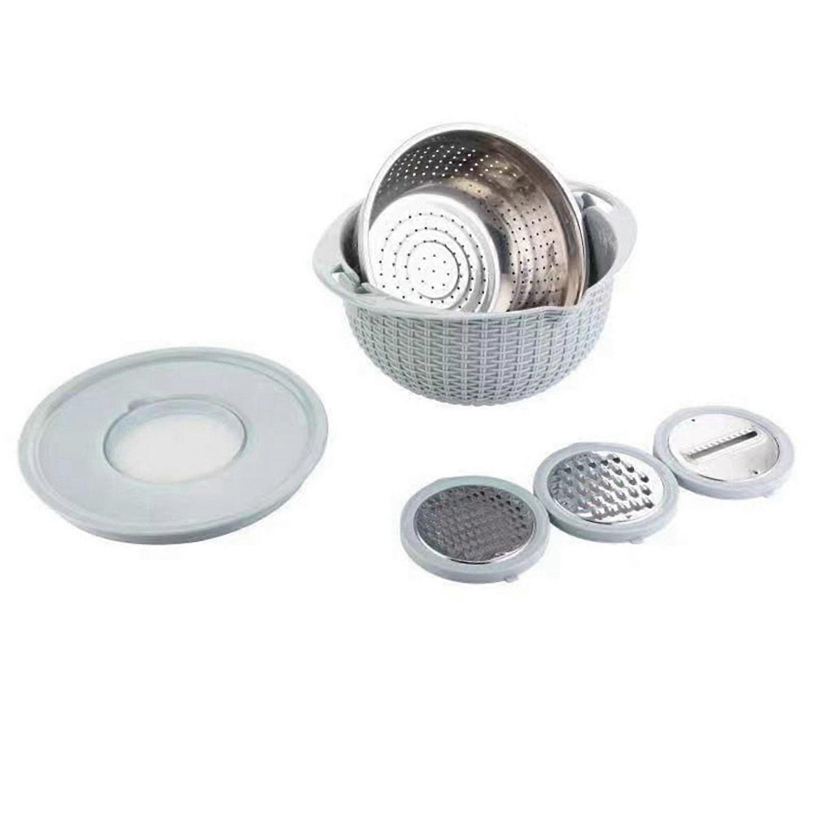 Food Strainers and Colanders Pasta Strainer Rice Strainer Fruit Cleaner Wash Salad Spinner Strainers for Kitchen,Blue