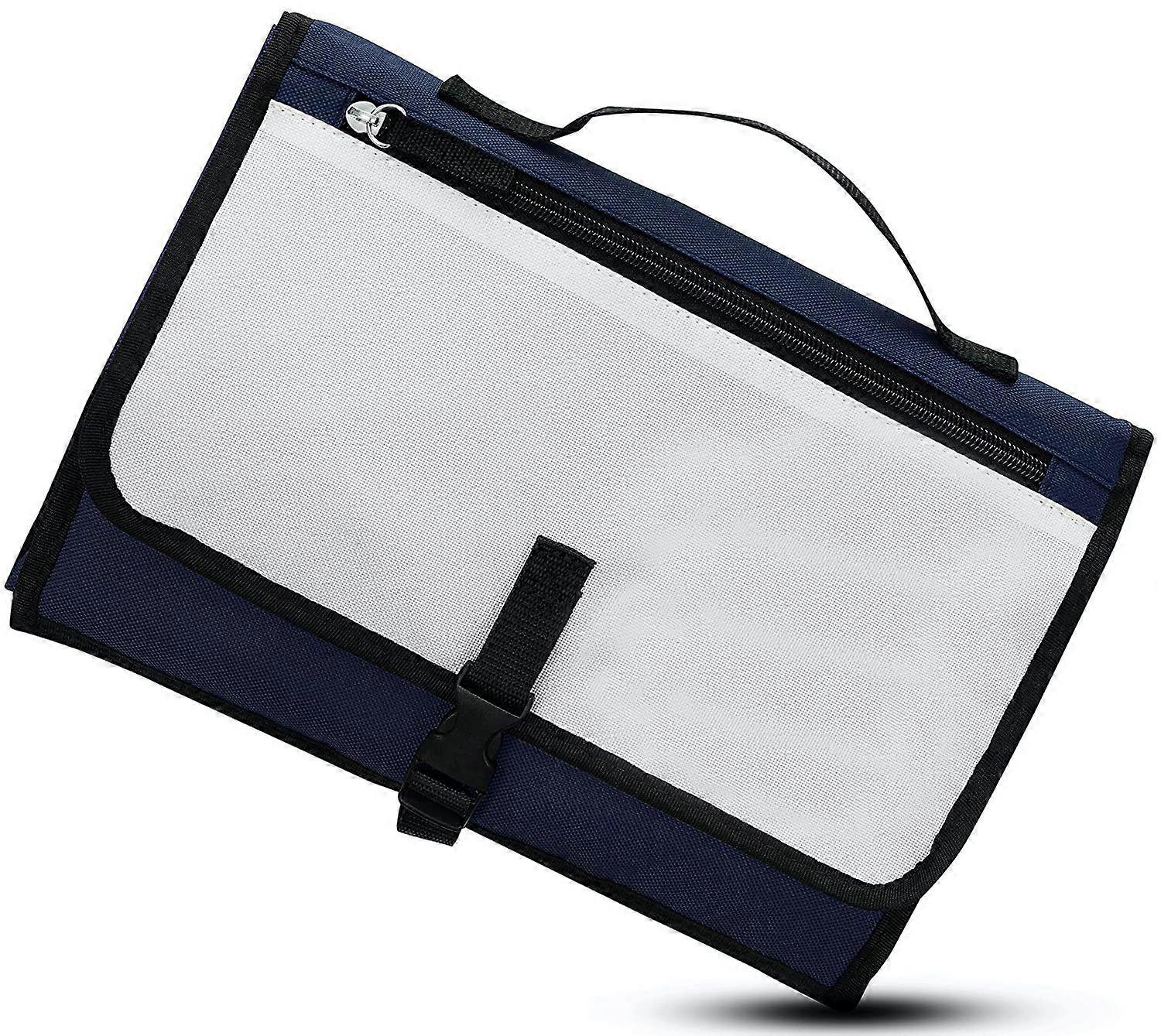 Best Removable Baby Changing Mat, Portable Foldable and Waterproof Changing Mat, Mesh Cloth and Zippered Pockets (Blue)