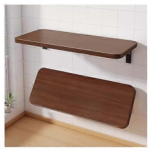 Balcony Hanging Table Wall Mounted Folding Desk Wall Table For Laptop Walnut Color 60x30cm