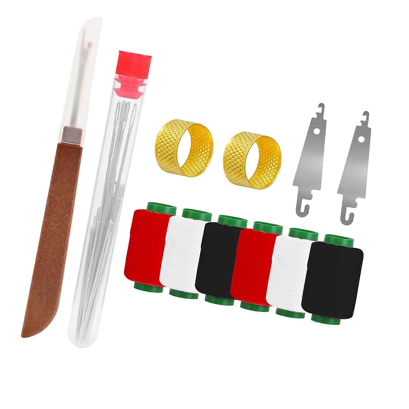 Complete Beginner Sewing Set 25 Needle 6 Thread 2 Thimble Storage Pouches for Craft Repairs Multicolor