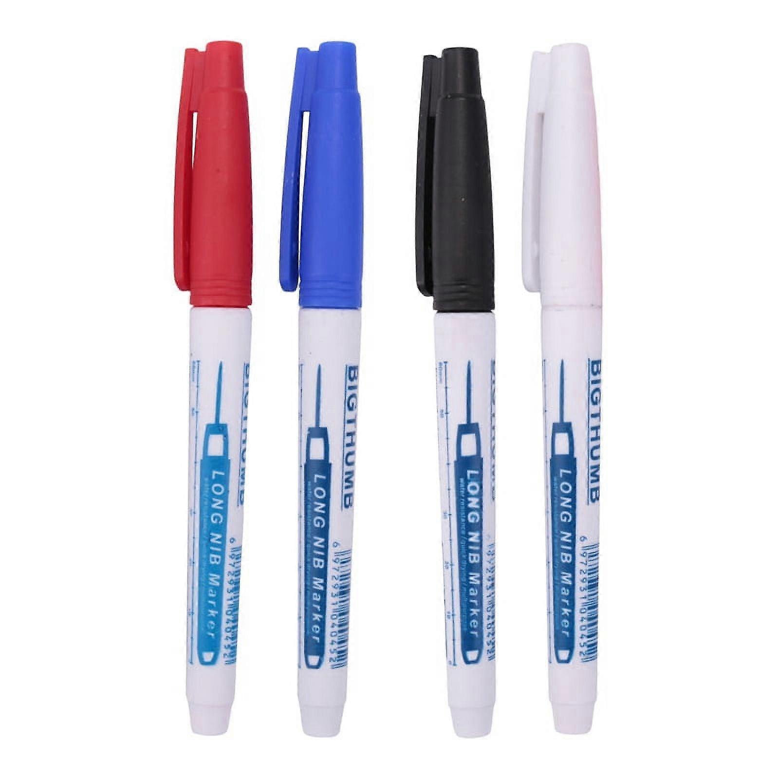 4 Pcs Deep Reach Markers Long Nose Marker Waterproof Deep Hole Marker 30 mm Reach Permanent Markers, 4 Colors