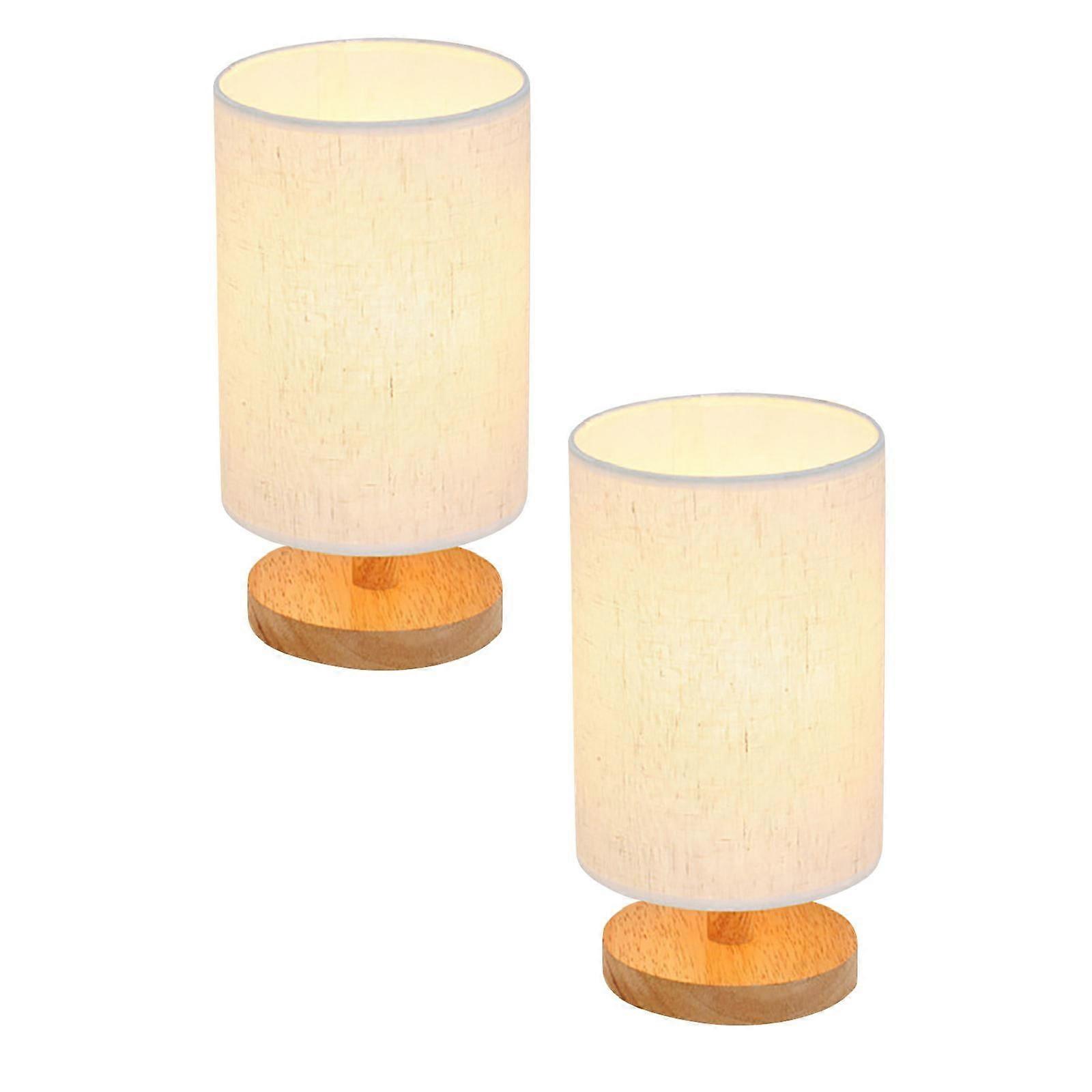 2PCS Bedside Lamp Night Light Warm White Gift Wood Table lamp