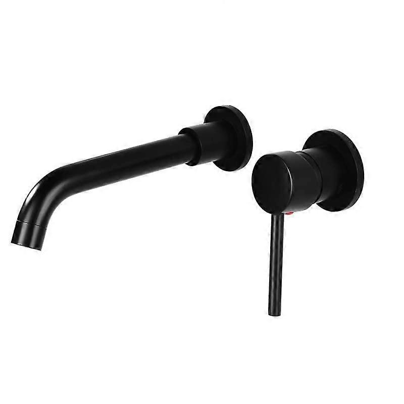 Wall Mounted Bathroom Basin Sink Faucet 360Degree Rotating Spout Concealed Basin Faucet Black Finish Commemoration Day