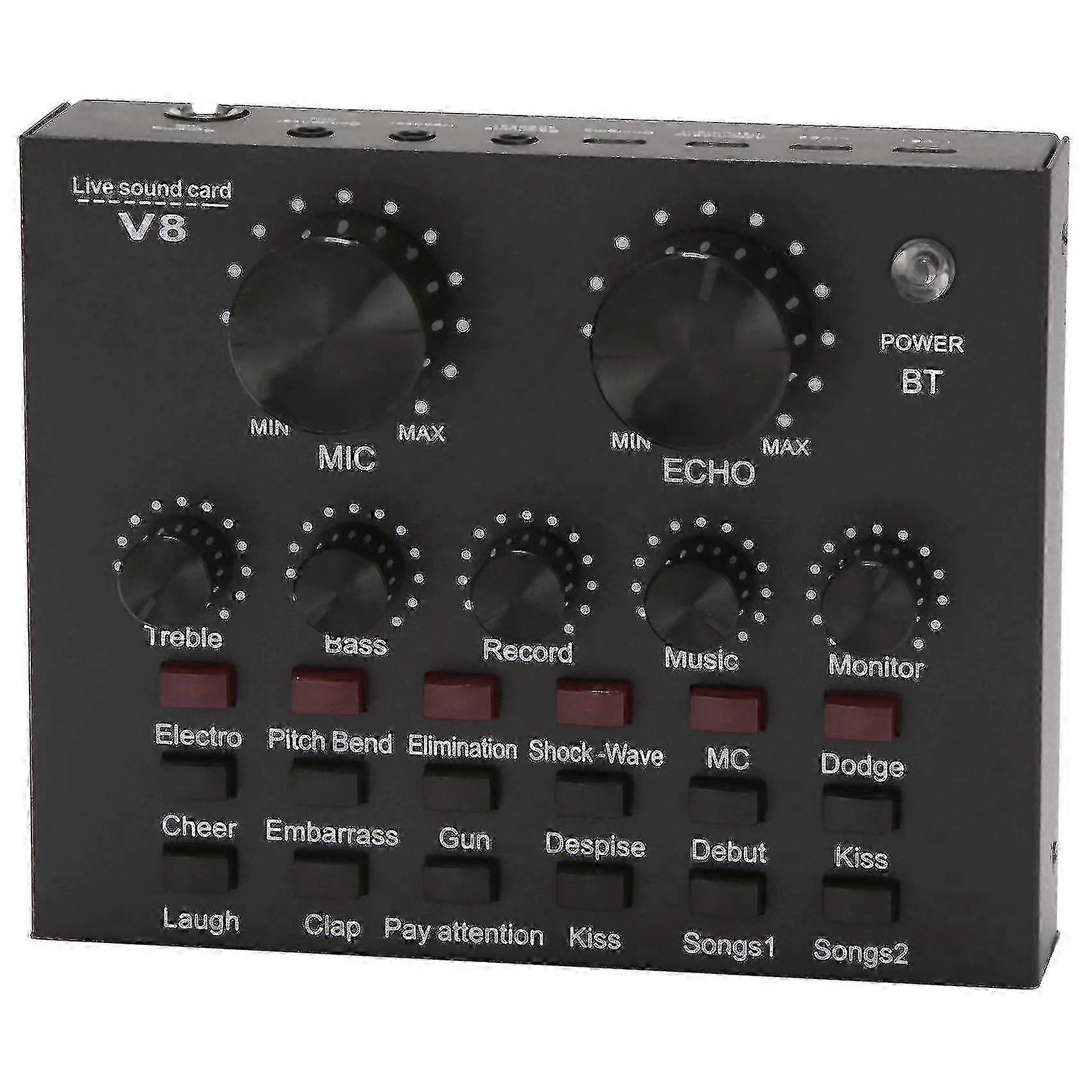 V8 Sound Card Audio Set Interface External Usb Live Microphone Sound Card Bluetooth Function For Co