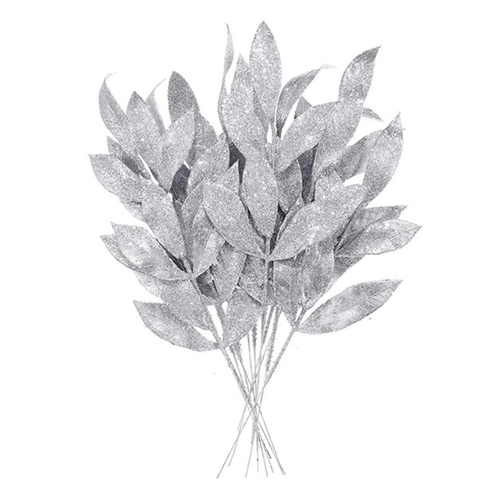 Sparkling Artificial Leaves Flowers Set - No Water Required, Realistic Looking, Easy Maintenance, Simulation Leaves (20Pcs)