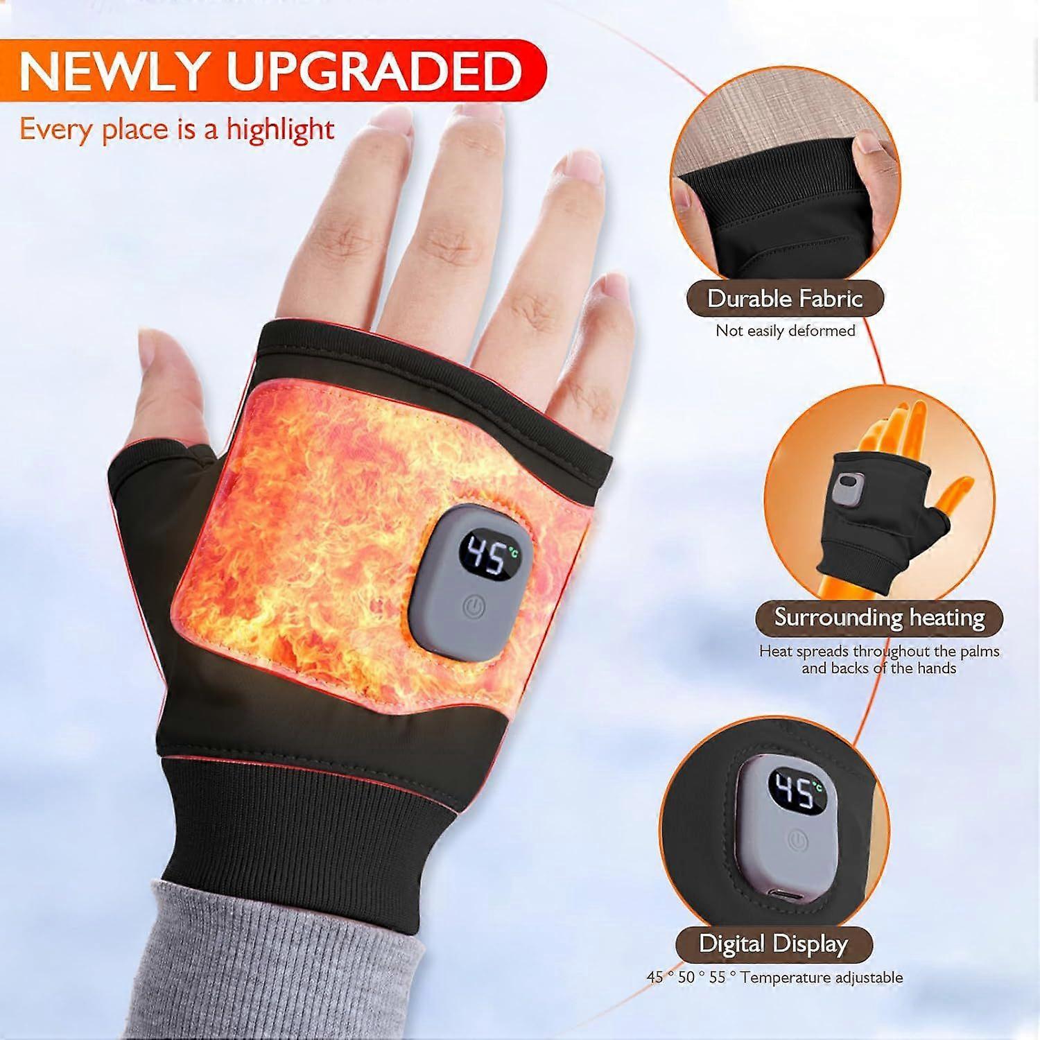 USB half-finger electric heating gloves