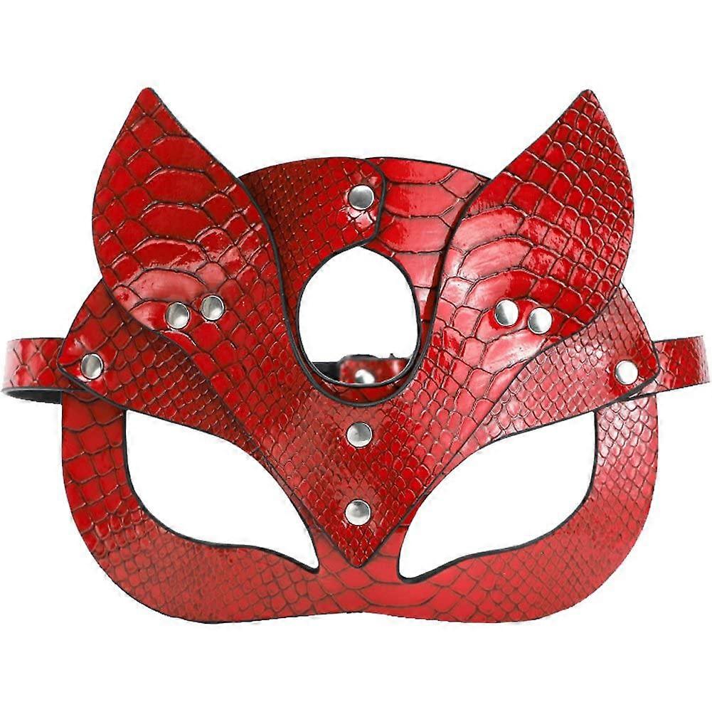 Red Leather Mask HalfFace Mask Masquerade Mask Cosplay Props One Size