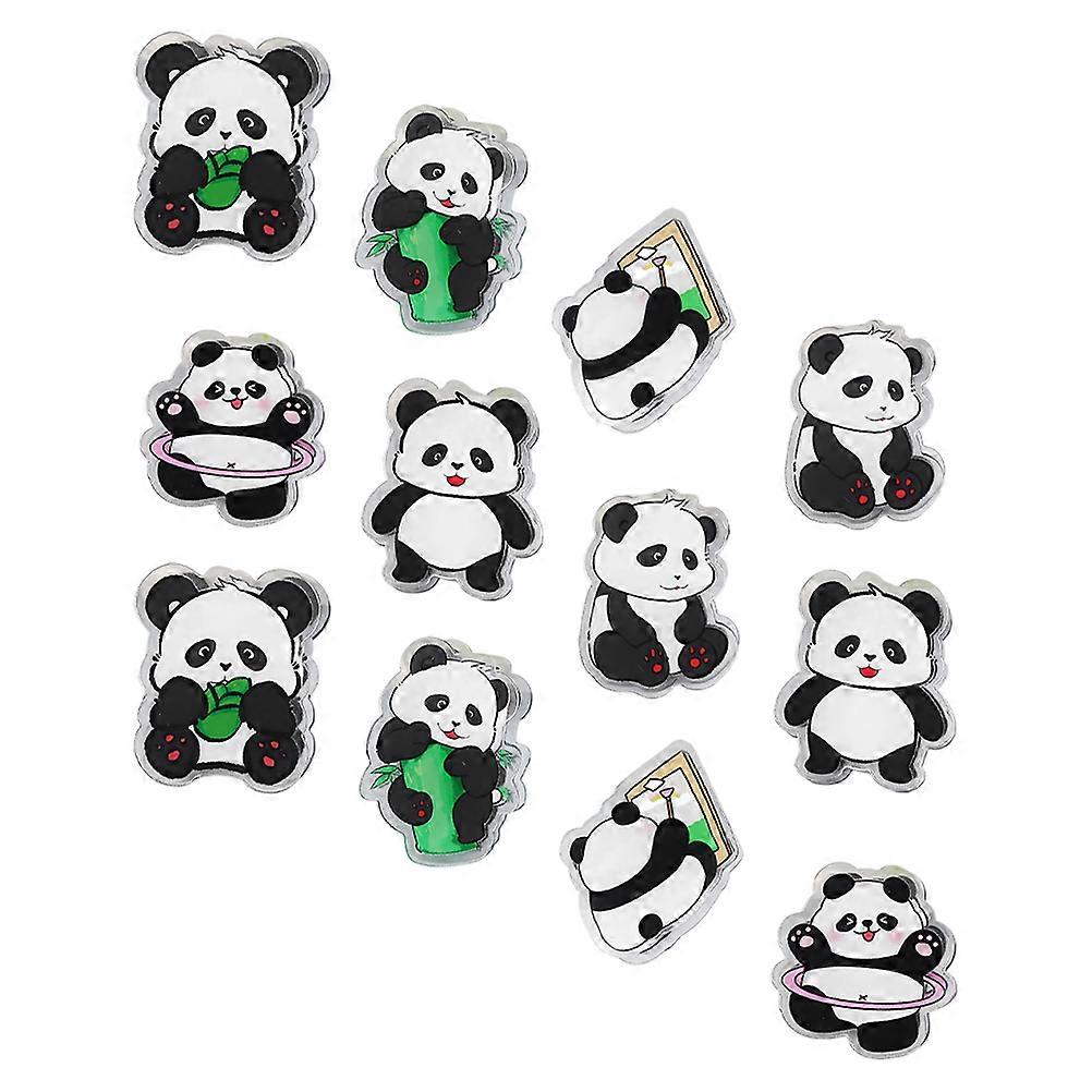 Cartoon Panda Clips Multi-Function Document Clamps for Office 12Pcs Acrylic