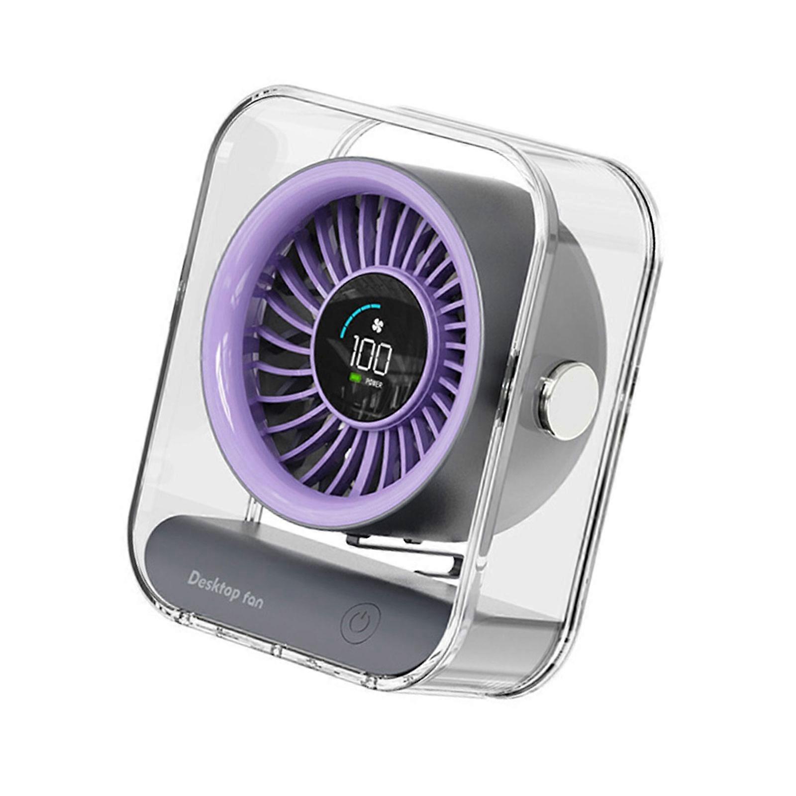 Air Cooling Fan Small Desk Fan Digital Display Fan Quiet Fan with Adjustable Speed ABS Texture Perfect for Various Space  Purple