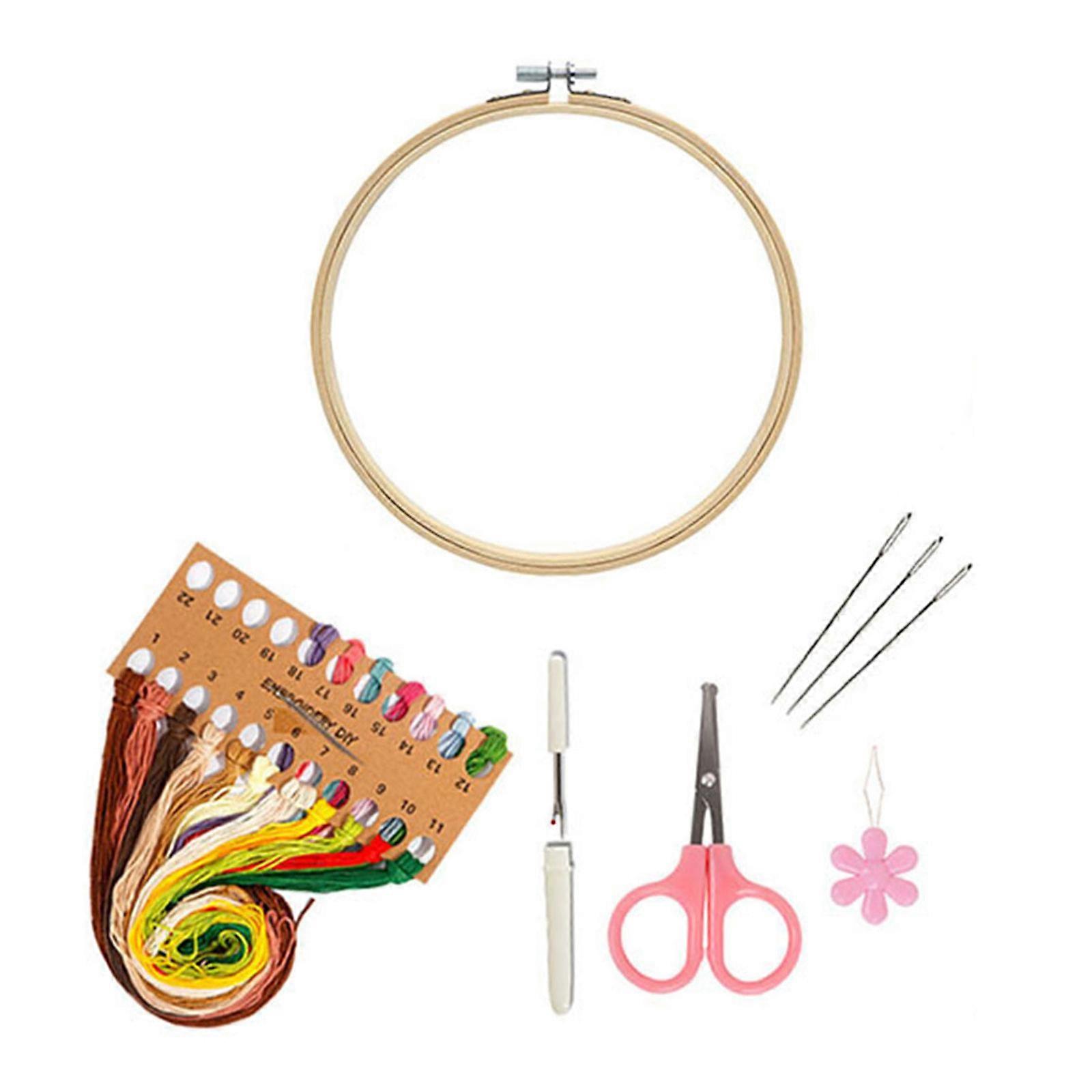 DIY Embroidery Set Pack Includes Pre Stamped Designs Multiple Color Embroidery Hoop Ideal For Home Crafting Activity Multicolor