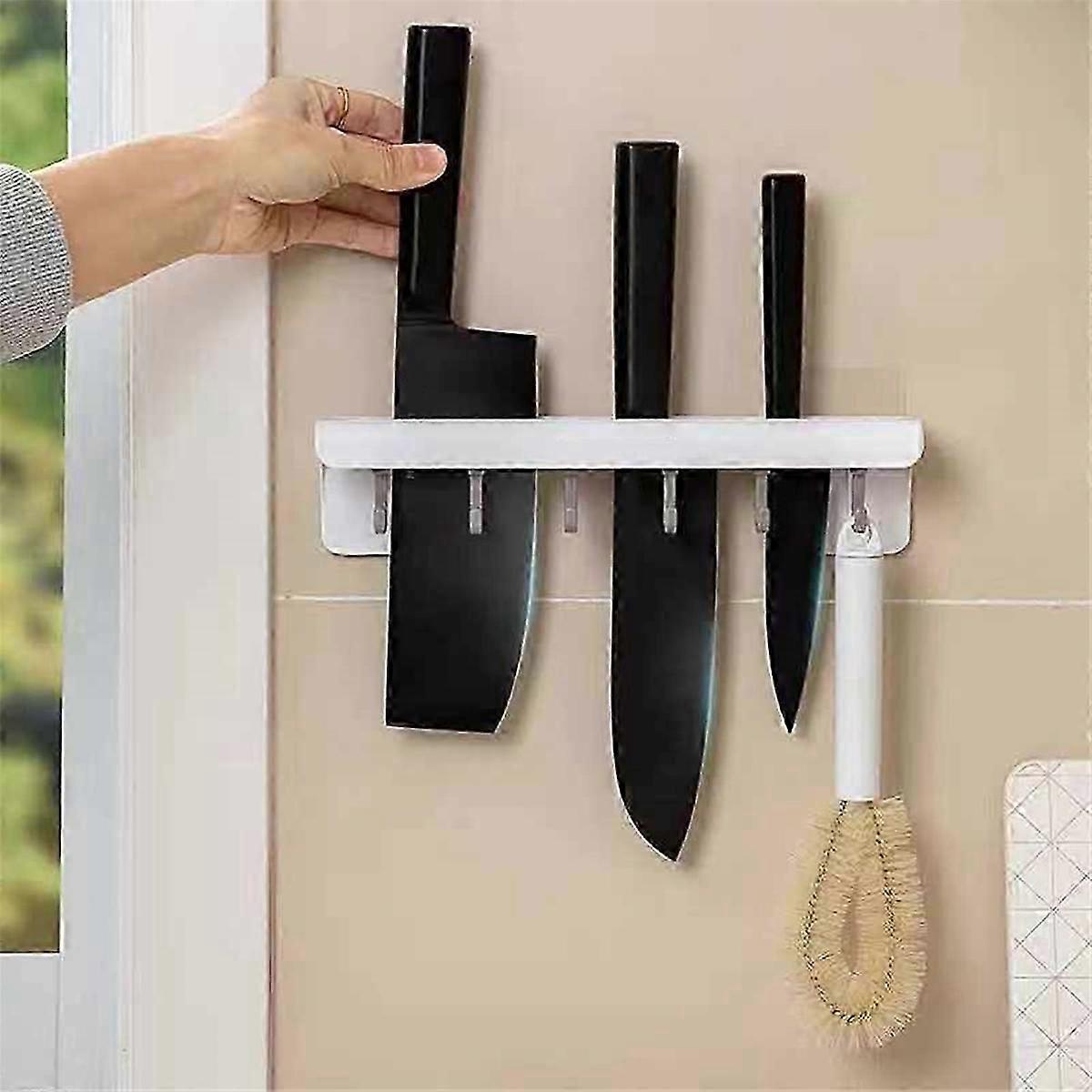 Wall-Mounted Kitchen Rack Knife Holder Storage Shelf Blue